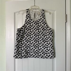 J. Crew Black and White Floral Tank Top